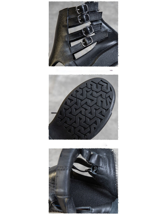 Summer Side Buckles Open toe Sandals Boots 34-43