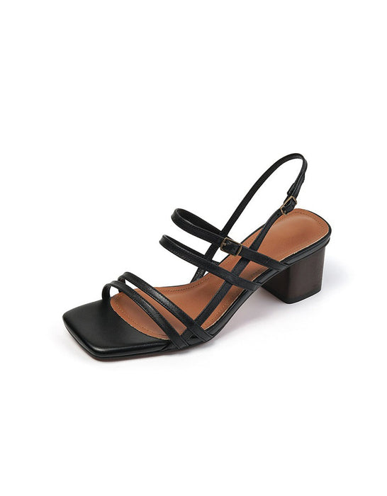 Summer Square toe Strappy Chic Chunky Heels Sandals Black July Shoes Collection 2026 95.00