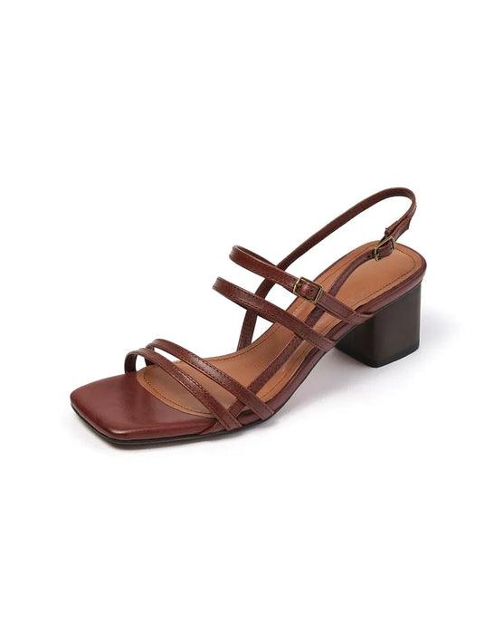 Summer Square toe Strappy Chic Chunky Heels Sandals Brown July Shoes Collection 2026 95.00