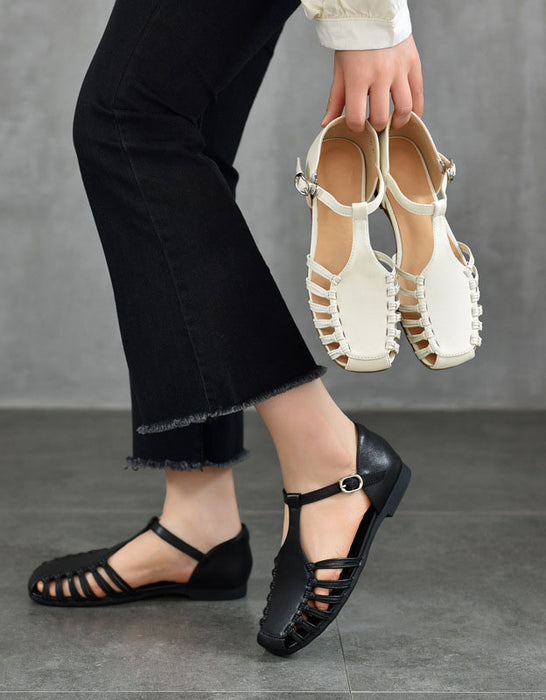 Sandales d'été en cuir souple à boucle réglable