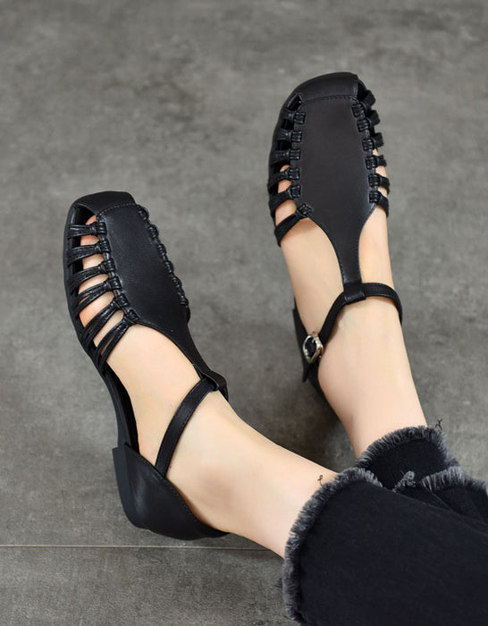 Sandales d'été en cuir souple à boucle réglable