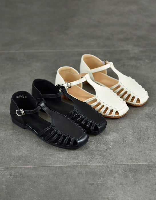 Sandales d'été en cuir souple à boucle réglable