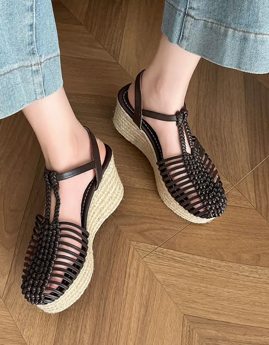 Summer T-strap Wedge Espadrille Sandals for women April Shoes Collection 2026 98.80