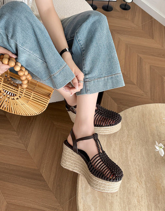 Summer T-strap Wedge Espadrille Sandals for women April Shoes Collection 2026 98.80