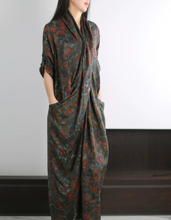Summer Vintage Cross-front Long Dress for Women