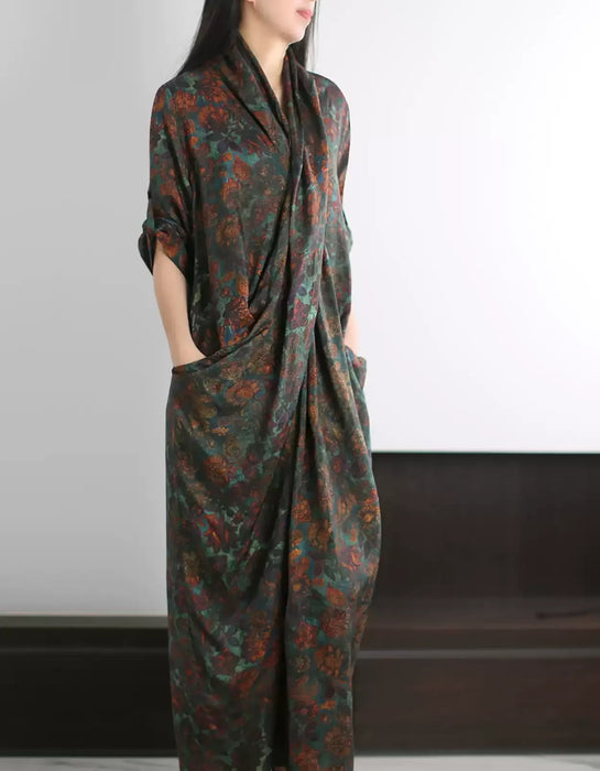 Summer Vintage Cross-front Long Dress for Women