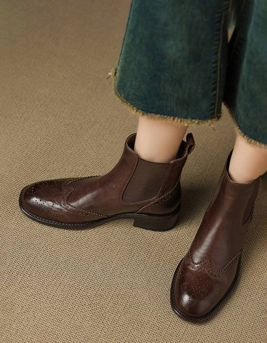 Vintage British Style Chelsea Women Oxford Boots