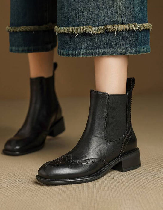 Vintage British Style Chelsea Women Oxford Boots