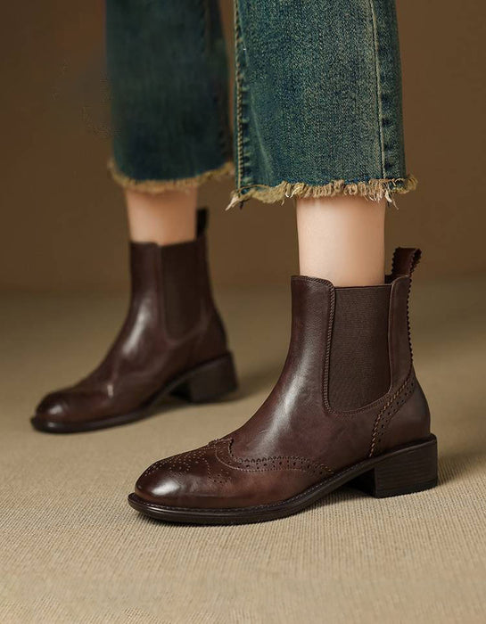 Vintage British Style Chelsea Women Oxford Boots