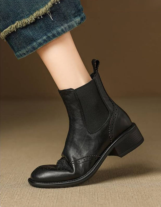 Vintage British Style Chelsea Women Oxford Boots