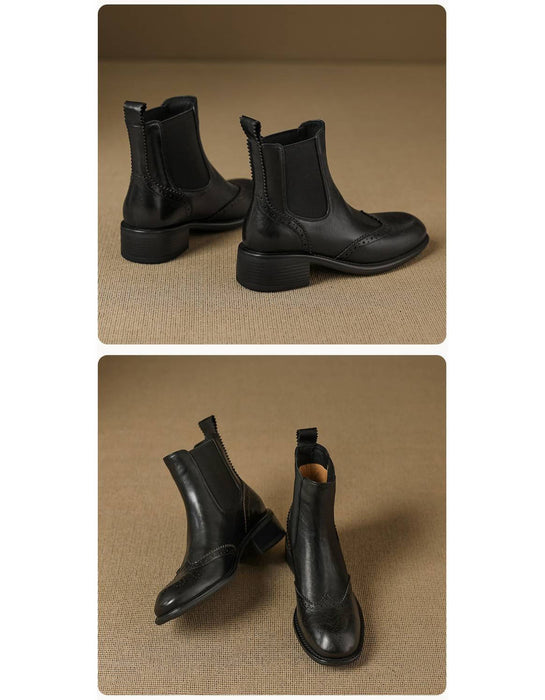Vintage British Style Chelsea Women Oxford Boots