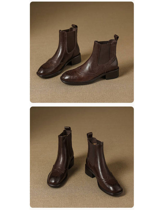 Vintage British Style Chelsea Women Oxford Boots