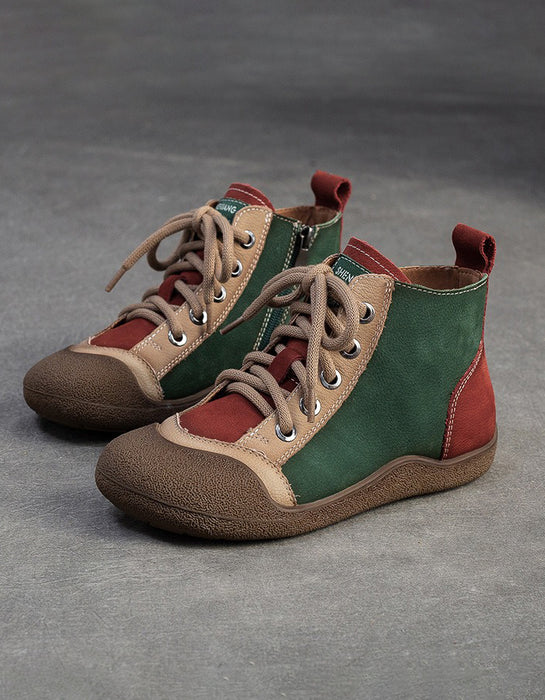 Vintage Color Match Non-slip Fur Lining Winter Sneakers