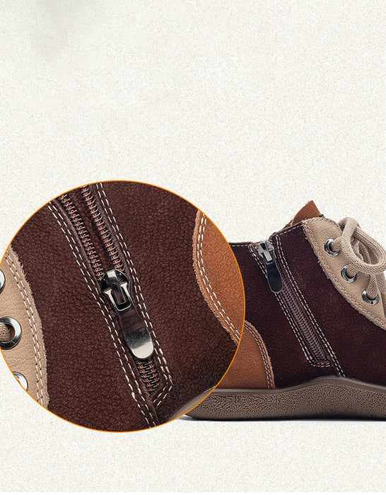 Vintage Color Match Non-slip Fur Lining Winter Sneakers