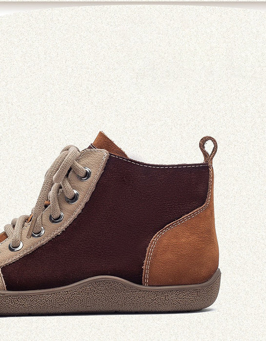 Vintage Color Match Non-slip Fur Lining Winter Sneakers