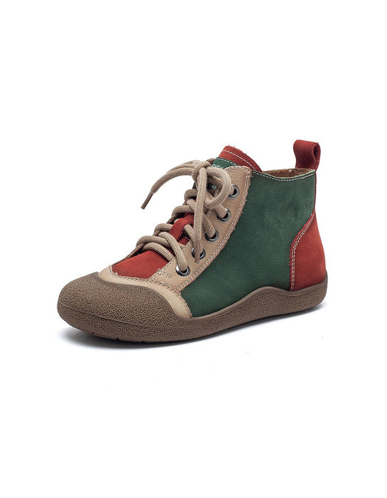 Vintage Color Match Non-slip Fur Lining Winter Sneakers