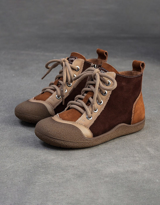 Vintage Color Match Non-slip Fur Lining Winter Sneakers