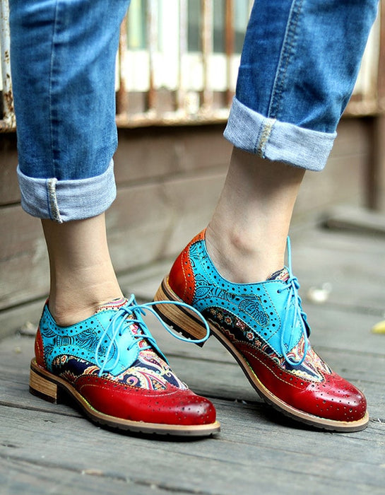 Handmade Leather Vintage Oxford Shoes for Women July New Arrivals 2020 95.00