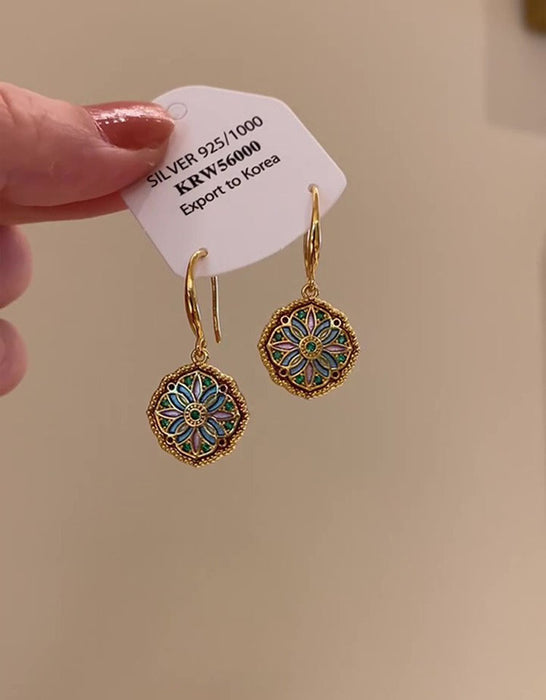 Drip Glaze Vintage Floral Earrings