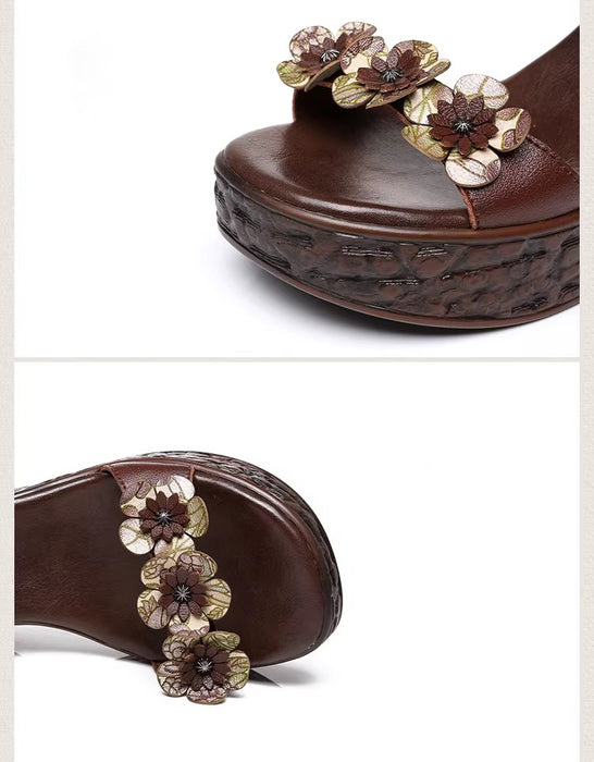 Vintage Floral Open Toe Wedge Sandals Slingback March Shoes Collection 2026 83.00