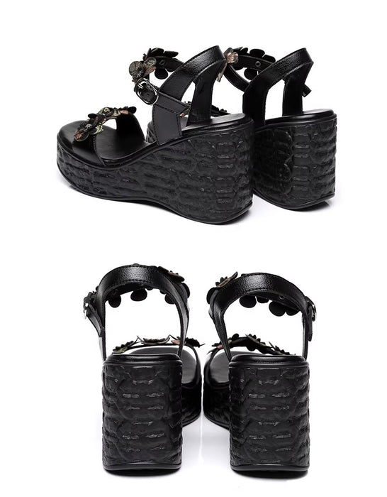 Vintage Floral Open Toe Wedge Sandals Slingback March Shoes Collection 2026 83.00