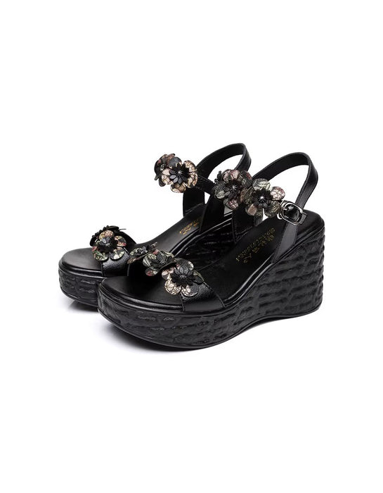 Vintage Floral Open Toe Wedge Sandals Slingback March Shoes Collection 2026 83.00