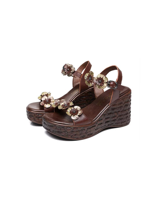 Vintage Floral Open Toe Wedge Sandals Slingback March Shoes Collection 2026 83.00