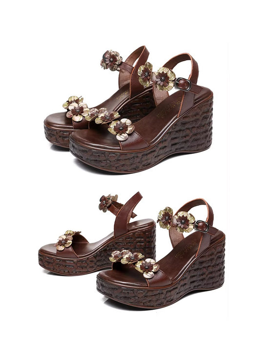 Vintage Floral Open Toe Wedge Sandals Slingback March Shoes Collection 2026 83.00