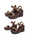 Vintage Floral Open Toe Wedge Sandals Slingback March Shoes Collection 2026 83.00