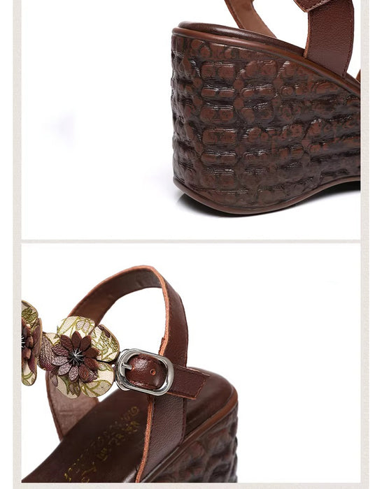 Vintage Floral Open Toe Wedge Sandals Slingback March Shoes Collection 2026 83.00