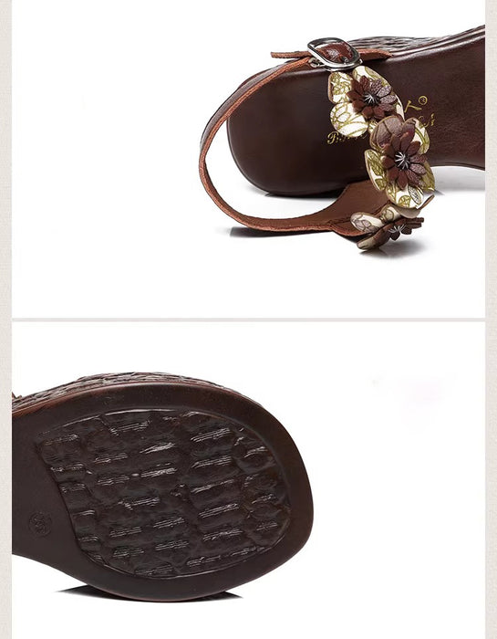 Vintage Floral Open Toe Wedge Sandals Slingback March Shoes Collection 2026 83.00