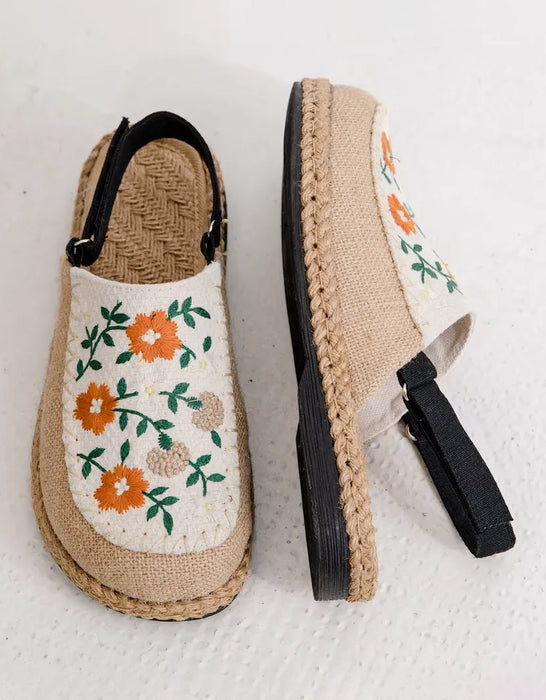 Vintage Flower Embroidery Summer Linen Clogs Shoes April Shoes Collection 2026 65.30
