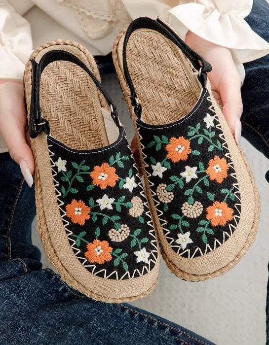 Vintage Flower Embroidery Summer Linen Clogs Shoes April Shoes Collection 2026 65.30