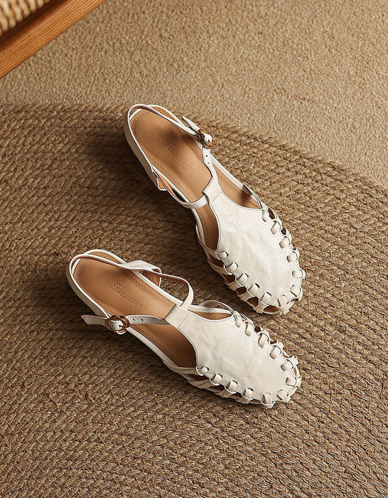 Vintage Roman Style Openwork Woven T-strap Sandals May Shoes Collection 2026 97.00