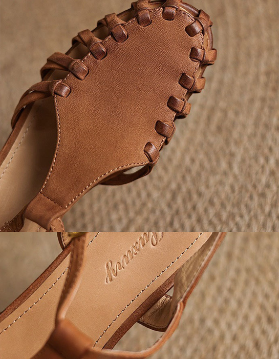 Vintage Roman Style Openwork Woven T-strap Sandals May Shoes Collection 2026 97.00