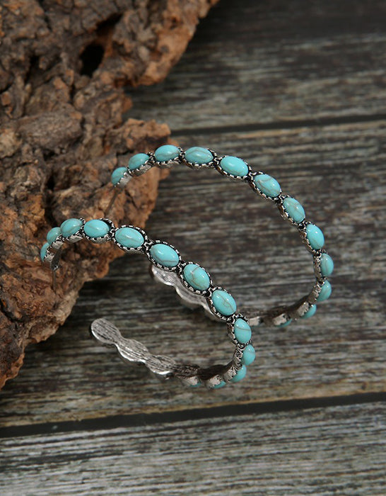 Vintage Turquoise Large Hoop Earrings