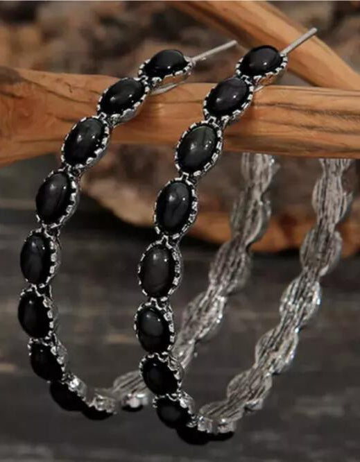 Vintage Turquoise Large Hoop Earrings