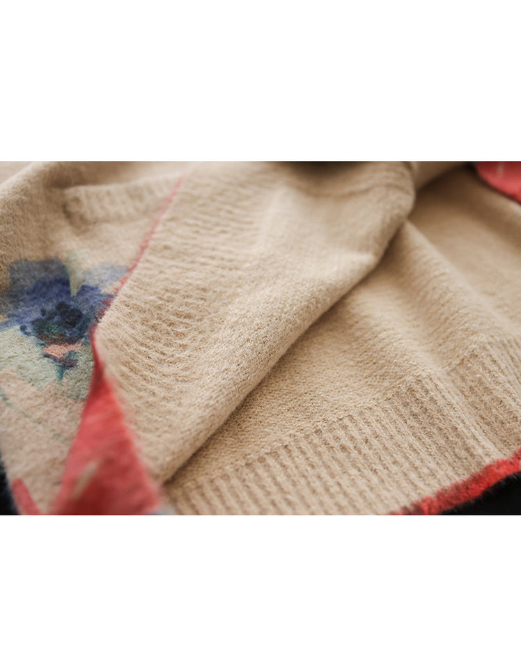 Border Loose And Lazy V-neck Knitted Cardigan main image 0