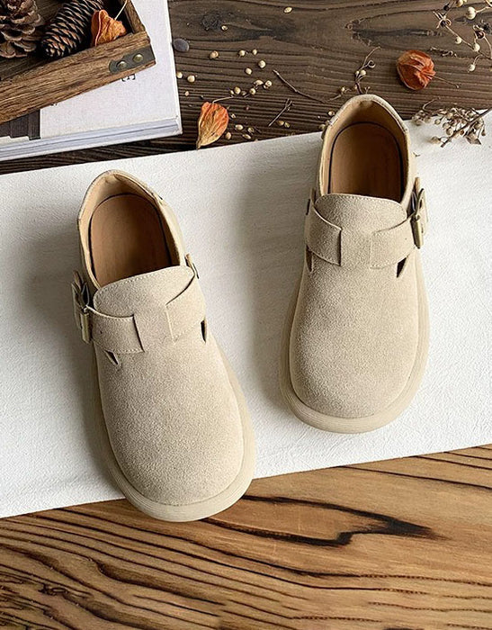 Wide Toe Box Comfortable Suede Flat Shoes Clogs