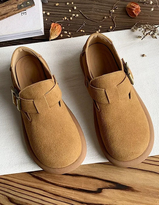 Wide Toe Box Comfortable Suede Flat Shoes Clogs