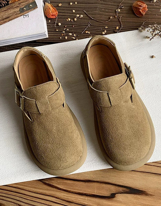 Wide Toe Box Comfortable Suede Flat Shoes Clogs