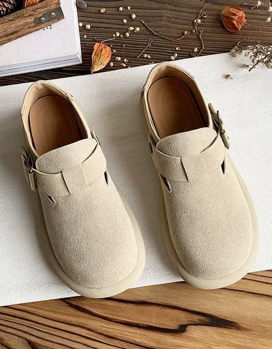 Wide Toe Box Comfortable Suede Flat Shoes Clogs