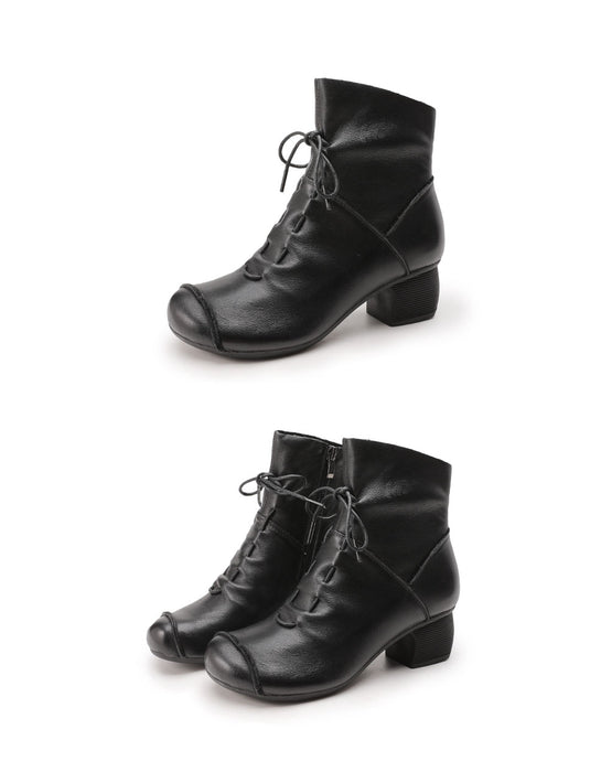 Winter Autumn Comfortable Lace Up Chunky Heel Boots