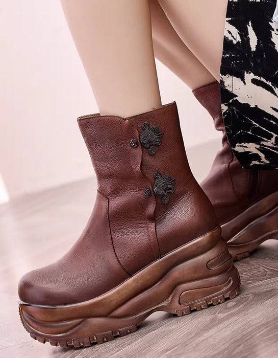 Winter Autumn Ethnic Style Waterproof Round Toe Platform Boots Jan Shoe Collection 2026 129.00