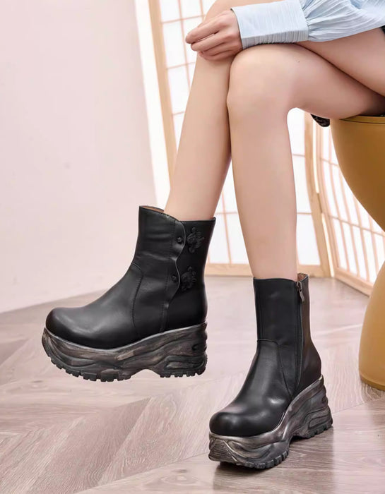 Winter Autumn Ethnic Style Waterproof Round Toe Platform Boots Jan Shoe Collection 2026 129.00