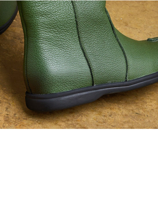 Winter Autumn Genuine Leather Round Toe Mid-calf Boots