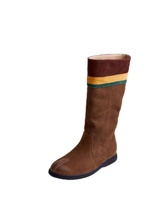 Winter Autumn Genuine Leather Round Toe Mid-calf Boots