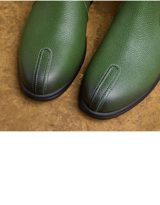 Winter Autumn Genuine Leather Round Toe Mid-calf Boots