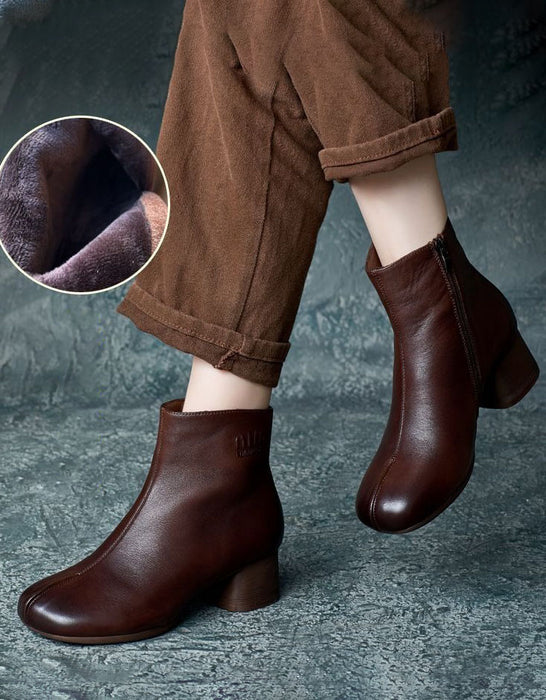 Winter Autumn Handmade Elegant Chunky Heels Boots