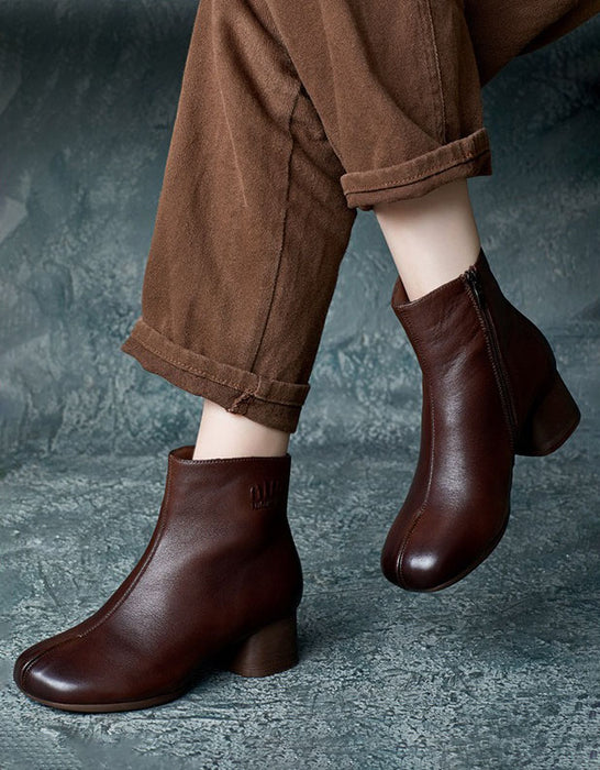 Winter Autumn Handmade Elegant Chunky Heels Boots